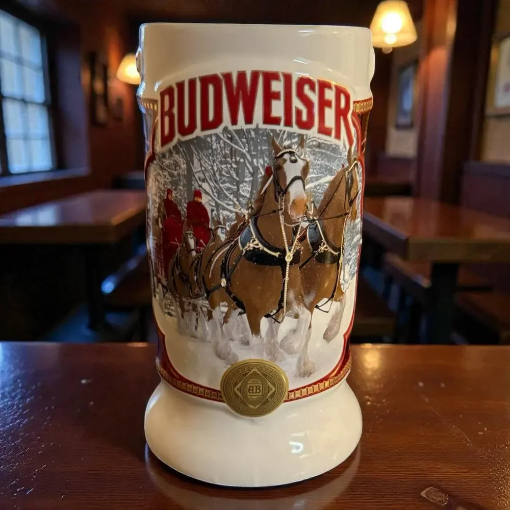 2021 Budweiser Plaid Holiday Beer Stein.